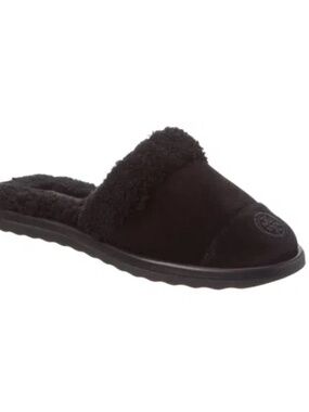 TORY BURCH Suede & Shearling Slipper In Black